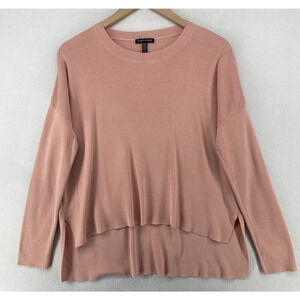 EILEEN FISHER Sweater M Tencel Nylon Boxy Long Sleeve Pullover Pink USA